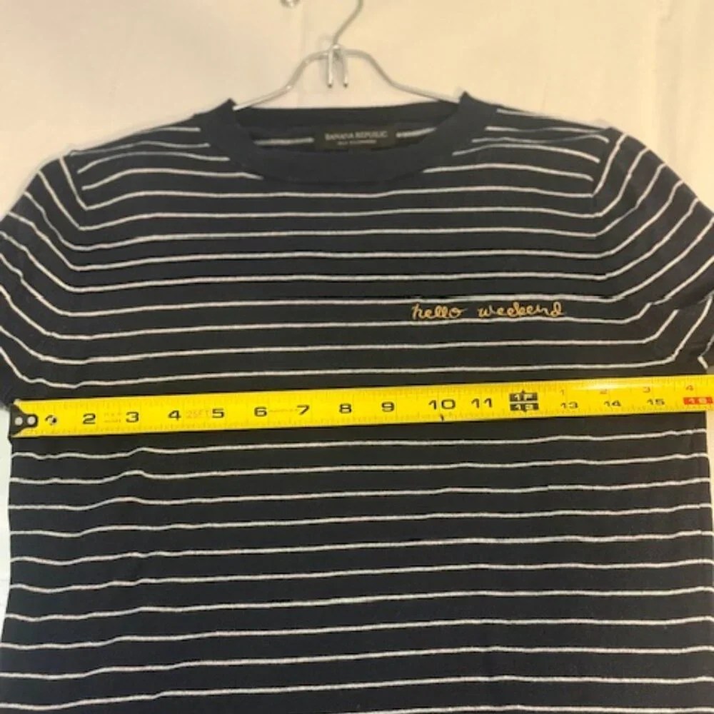 Banana Republic "Hello Weekend" Striped Navy Crewneck Sweater - Size Small - Picture 5 of 8